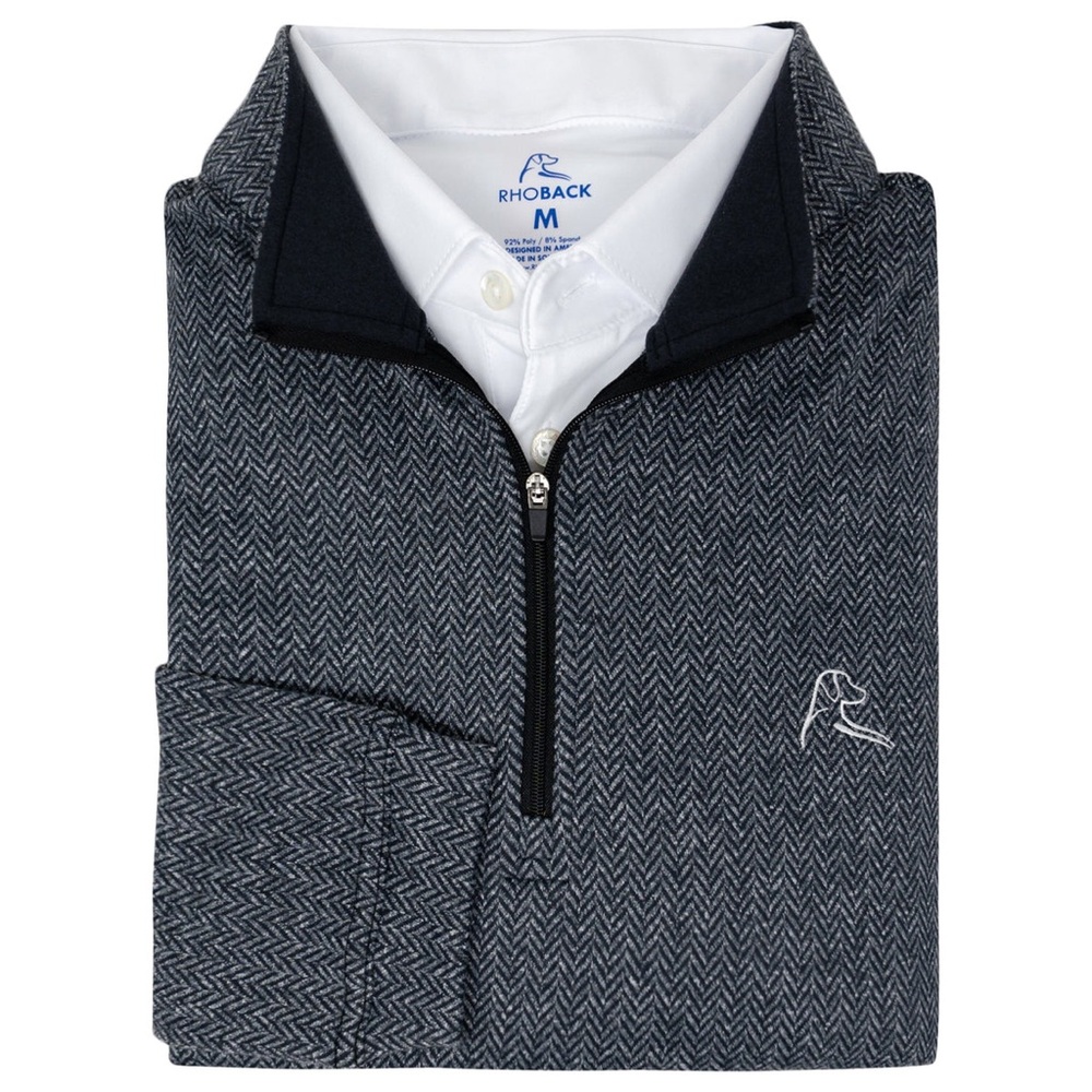Rhoback Navy Herringbone Quarter-Zip